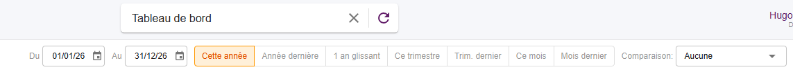 Image du sélecteur de période et de la comparaison